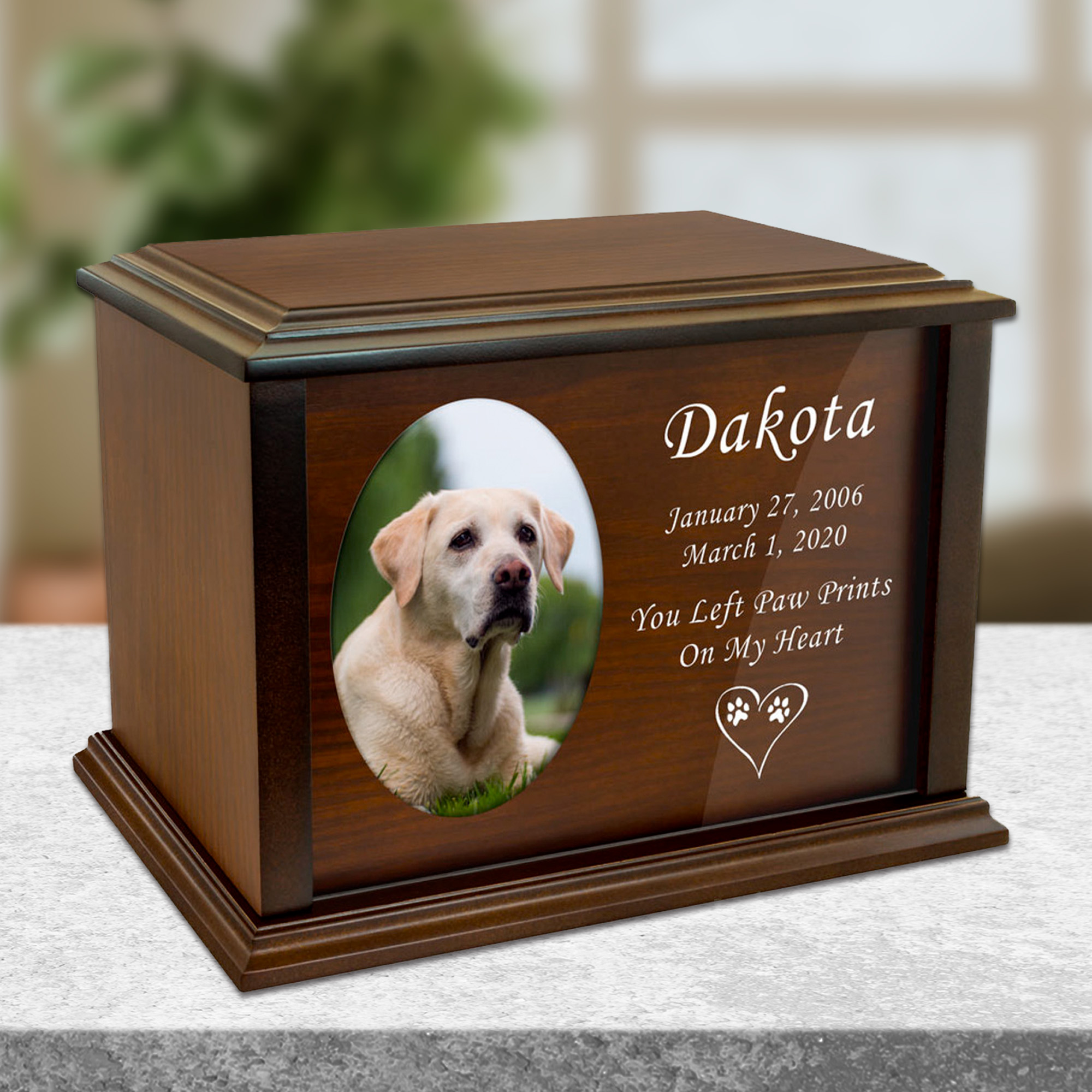 Dog Dedication Custom Photo Wood Cremation Urn Questions & Answers