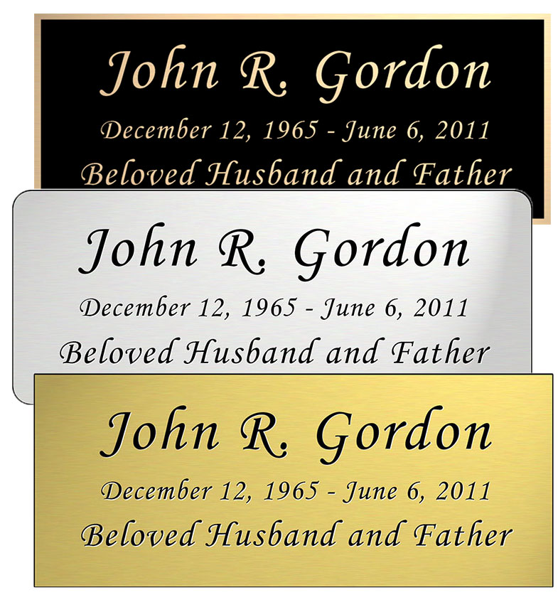 Engraved Rectangular Nameplate - Choose Style, Color and Size Questions & Answers