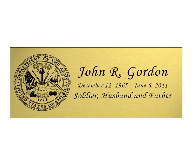 Can you make a nameplate with the military emblem for a flag display case about 1 inch wide?