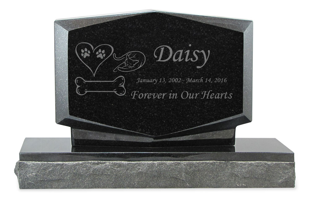 Design Your Pet Upright Grave Marker Black Granite Laser-Engraved Memorial Headstone Questions & Answers
