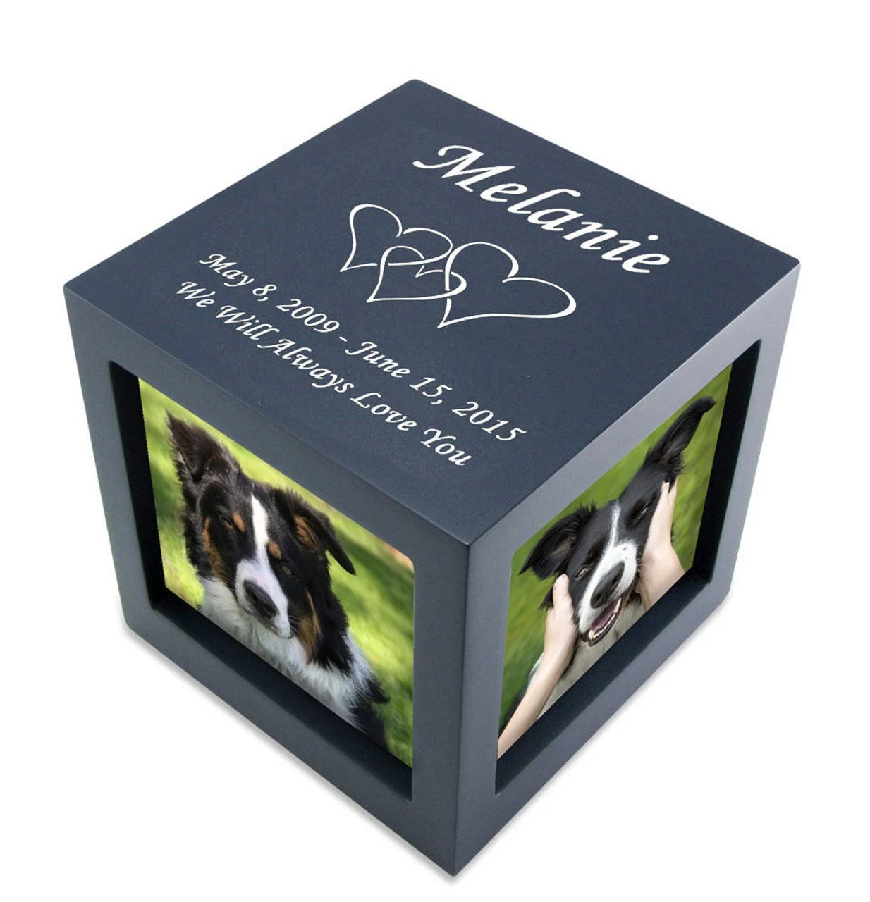 Large Rotating Photo Cube Pet Urn in 3 Color Choices Questions & Answers