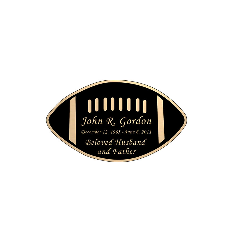 Football Nameplate - Engraved Black and Tan - 2-3/4 x 1-5/8 Questions & Answers