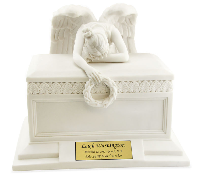 Angel of Bereavement Cold Cast White Alabaster Cremation Urn Questions & Answers