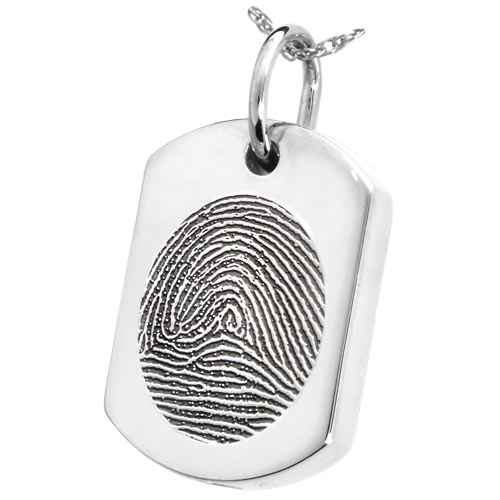 Fingerprint Dog Tag Sterling Silver Memorial Cremation Pendant Necklace Questions & Answers