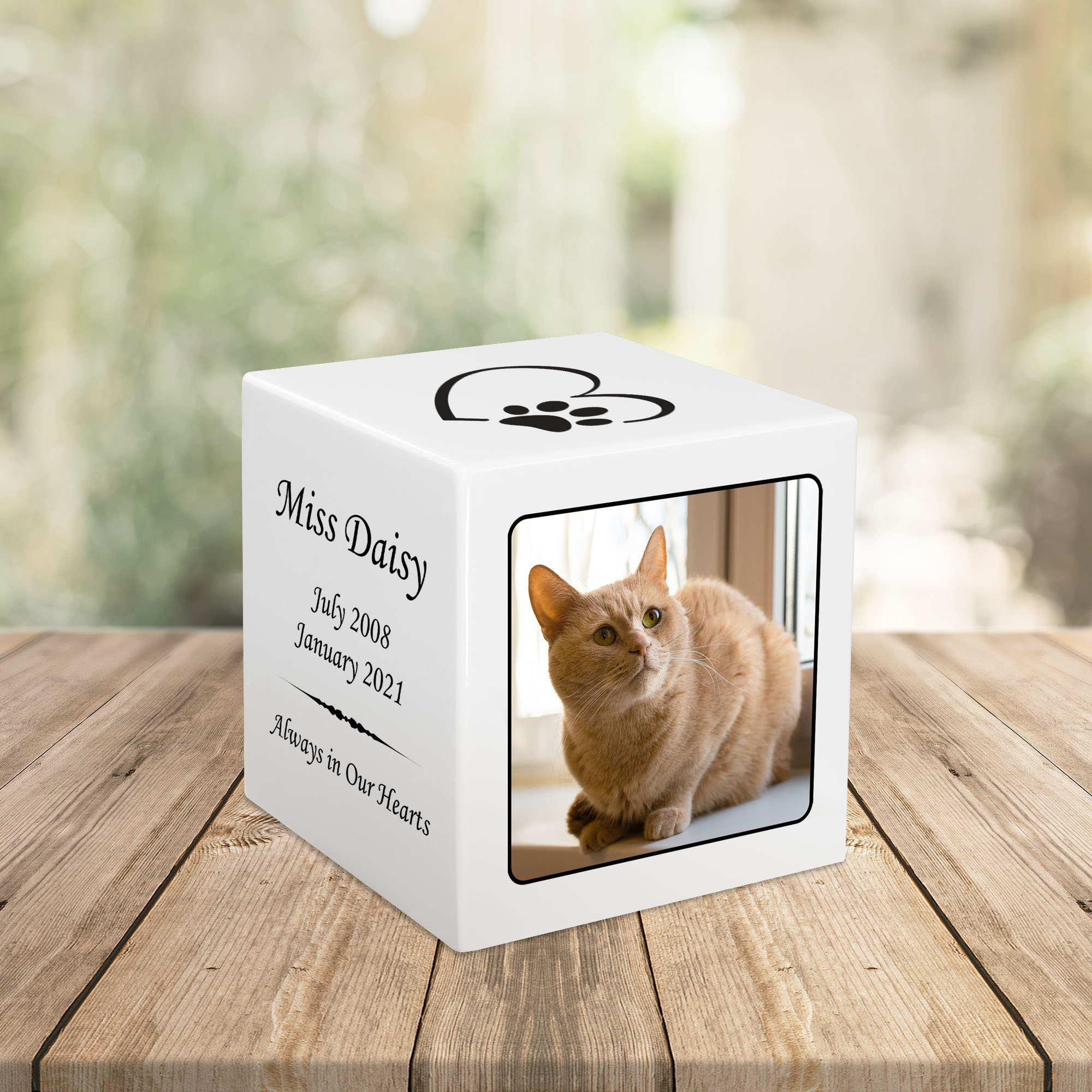 Cat Custom Photo Stonewood Cube Cremation Urn Questions & Answers