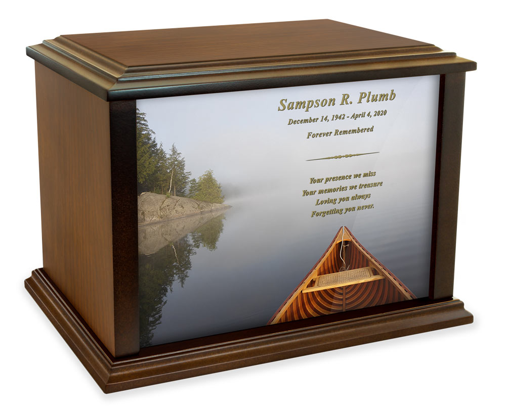 Canoeing On A Misty Lake Eternal Reflections Wood Cremation Urn Questions & Answers