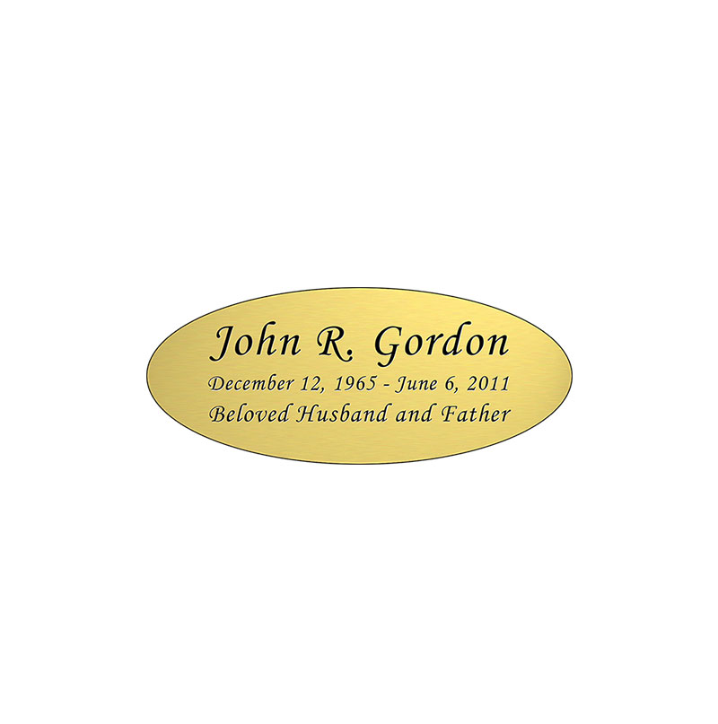 Gold Engraved Nameplate - Oval - 2-3/4 x 1-1/8 Questions & Answers