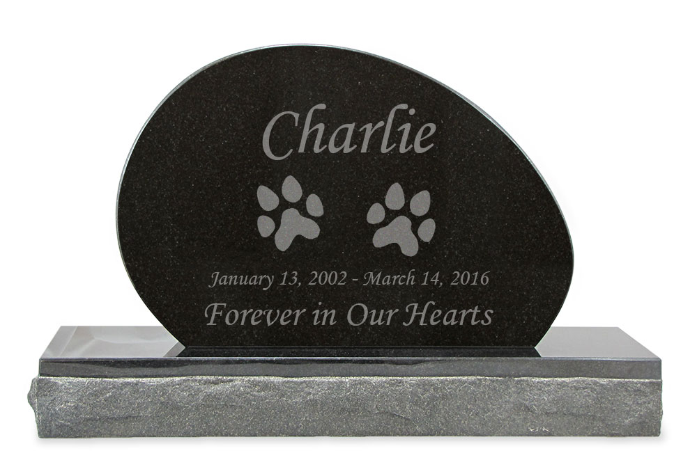 Dog Prints Pet Upright Grave Marker Black Granite Laser-Engraved Memorial Headstone Design 3 Questions & Answers