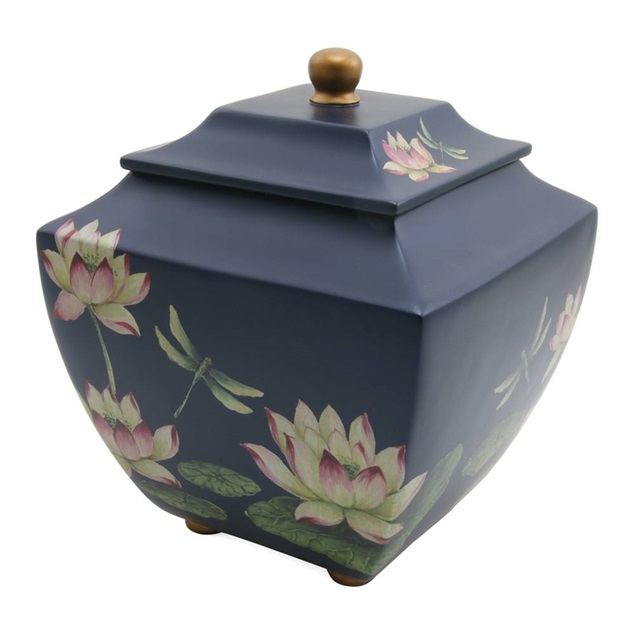 Water Lily Dragonflies Hand Painted Cremation Urn Questions & Answers