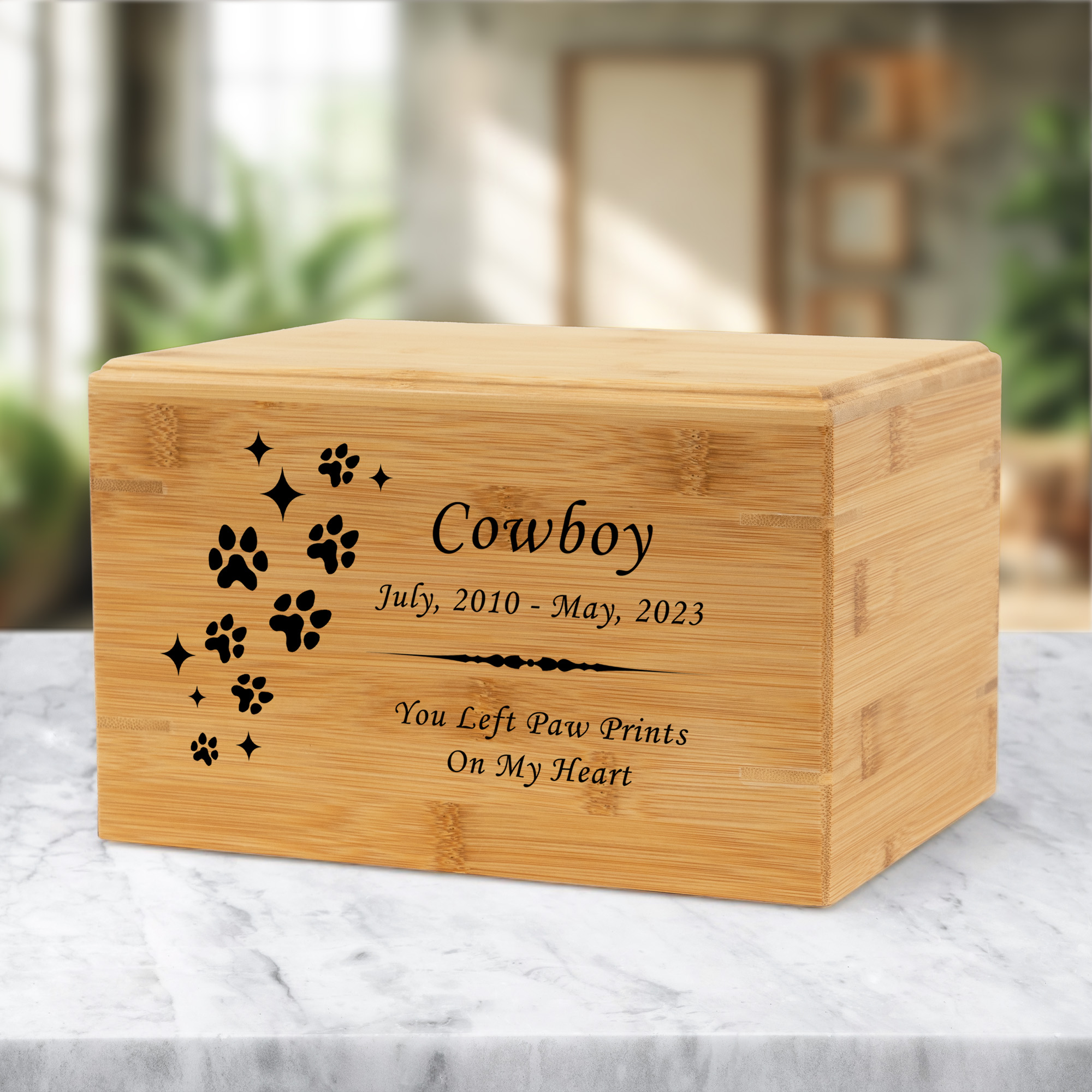 Sparkle Paws Pet Renewable Bamboo Wood Cremation Urn Questions & Answers