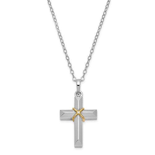 Cross with Gold Finish Accent and CZ Stone Sterling Silver Cremation Jewelry Pendant Questions & Answers