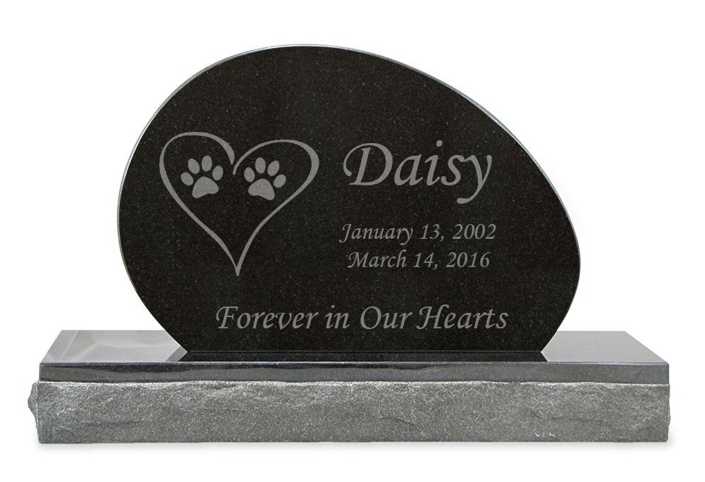 Cat Prints in Heart Pet Upright Grave Marker Black Granite Laser-Engraved Memorial Headstone Design 3 Questions & Answers