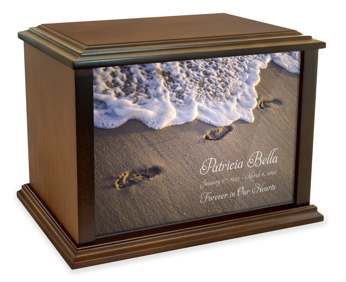 Footprints in the Sand Eternal Reflections Wood Cremation Urn Questions & Answers