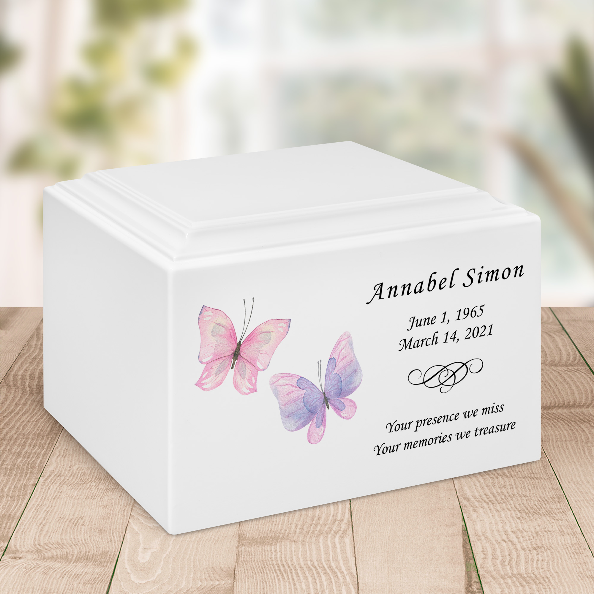 Two Butterflies Watercolor Stonewood Cremation Urn Questions & Answers