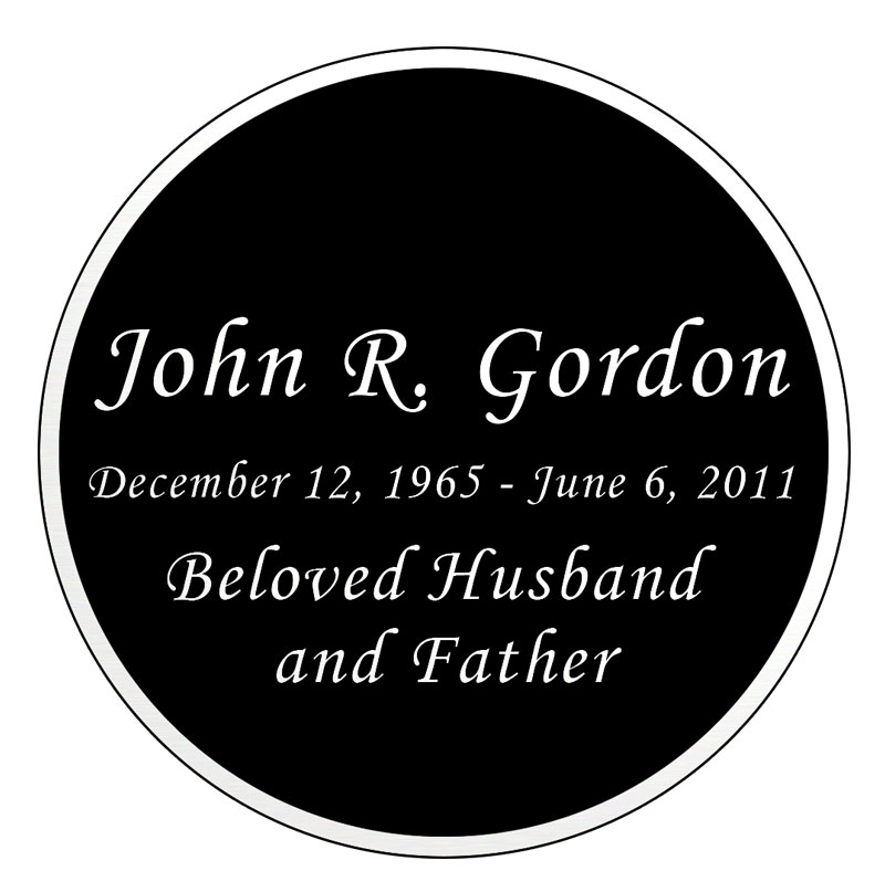 Round Nameplate - Engraved Black and Silver - 3-1/2 x 3-1/2 Questions & Answers